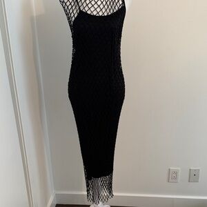 Zara Black Midi Dress with crochet l Overlay